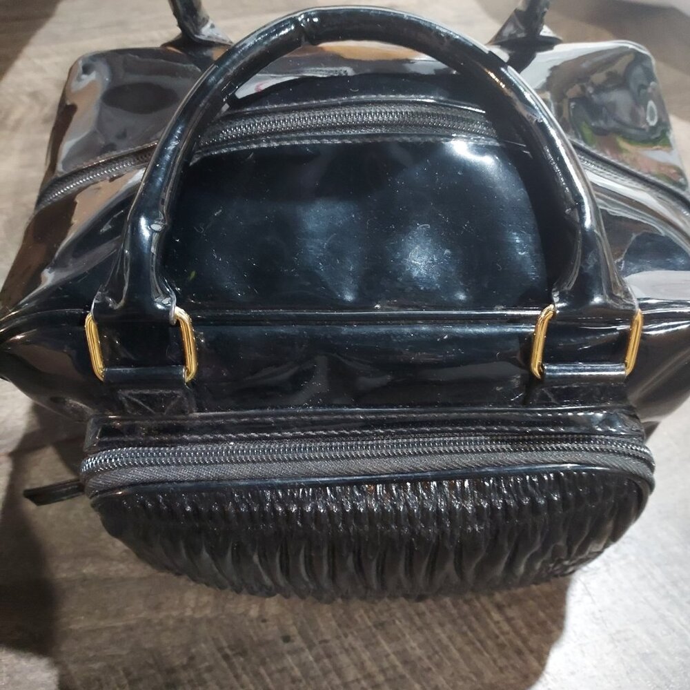 Patent Leather Vinyl Shiny Black Purse Handbag Bag Doctor Style - Picture 5 of 9